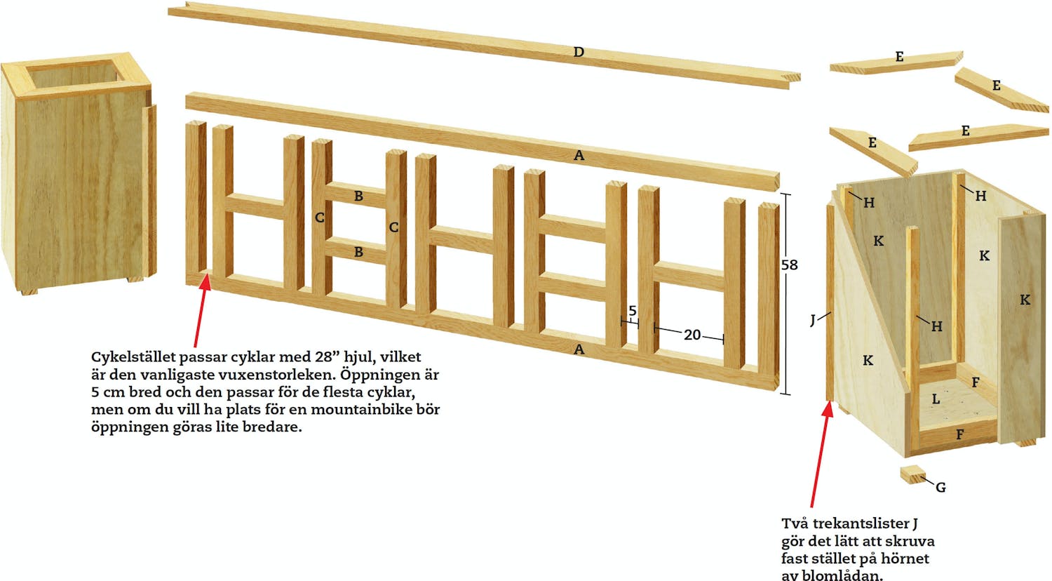 Cykelställ trä ritning Cykelställ trä ritning